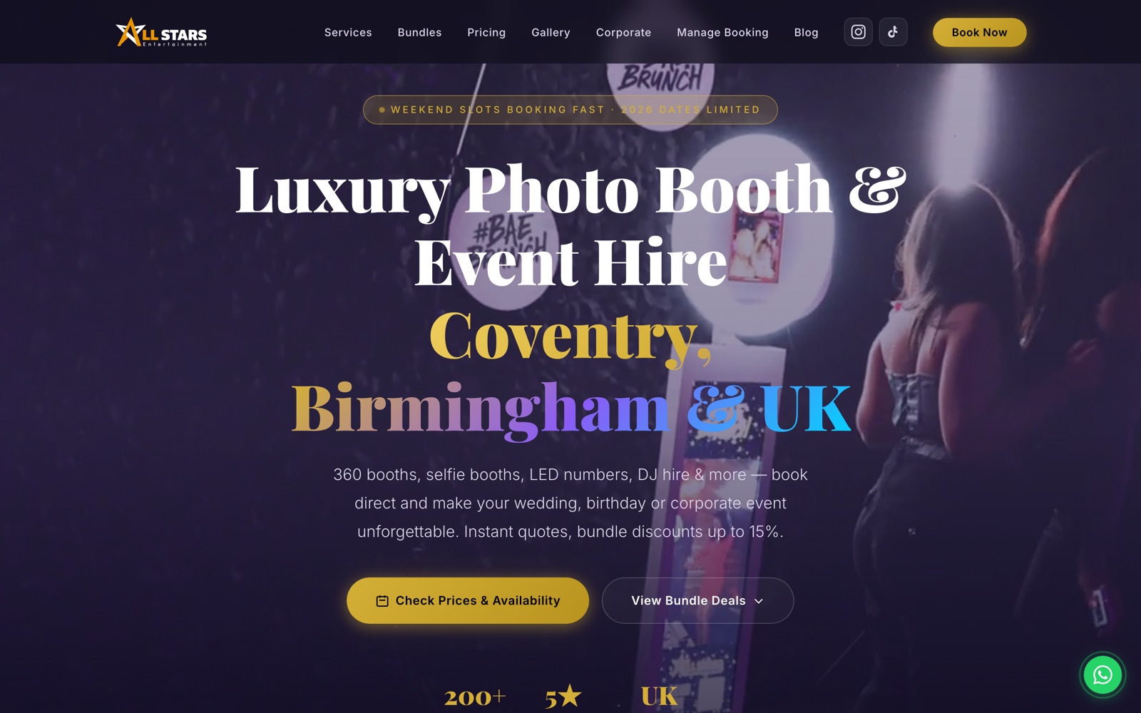 All Stars Entertainment website screenshot