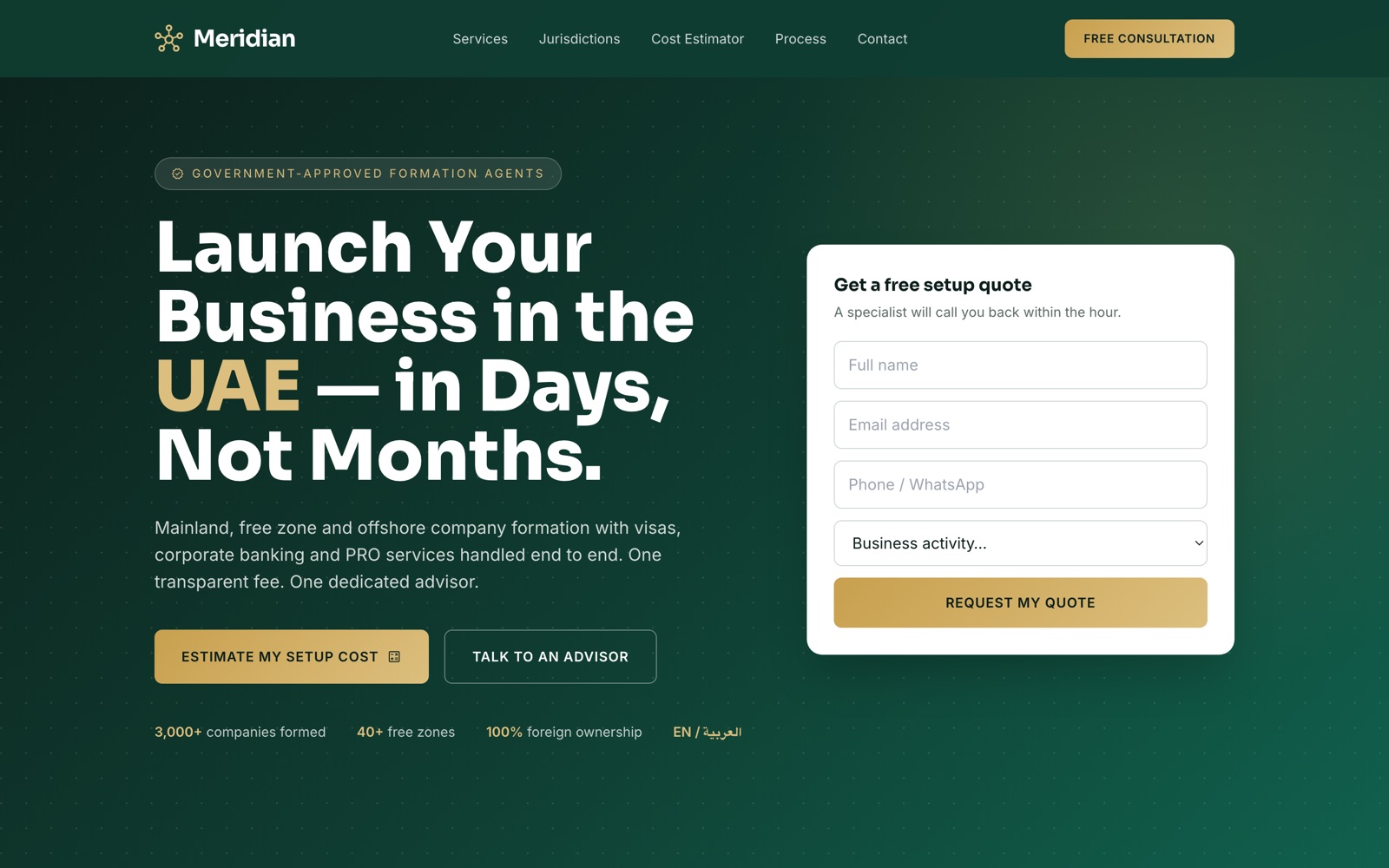 Dubai Business Setup website screenshot