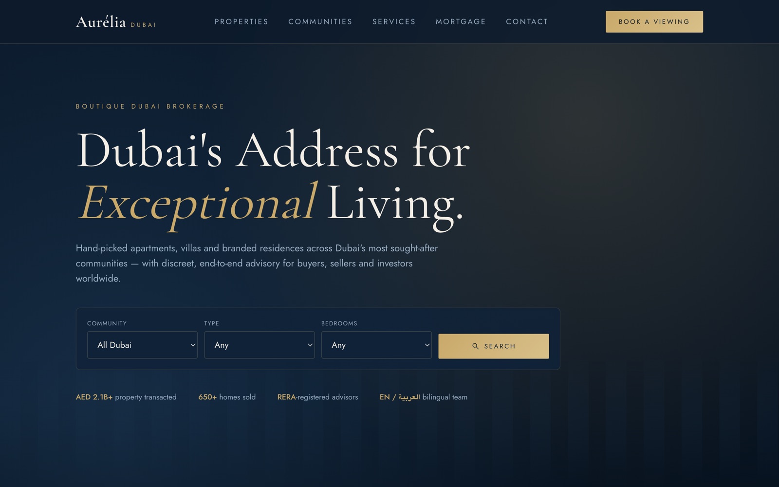 Dubai Real Estate website screenshot