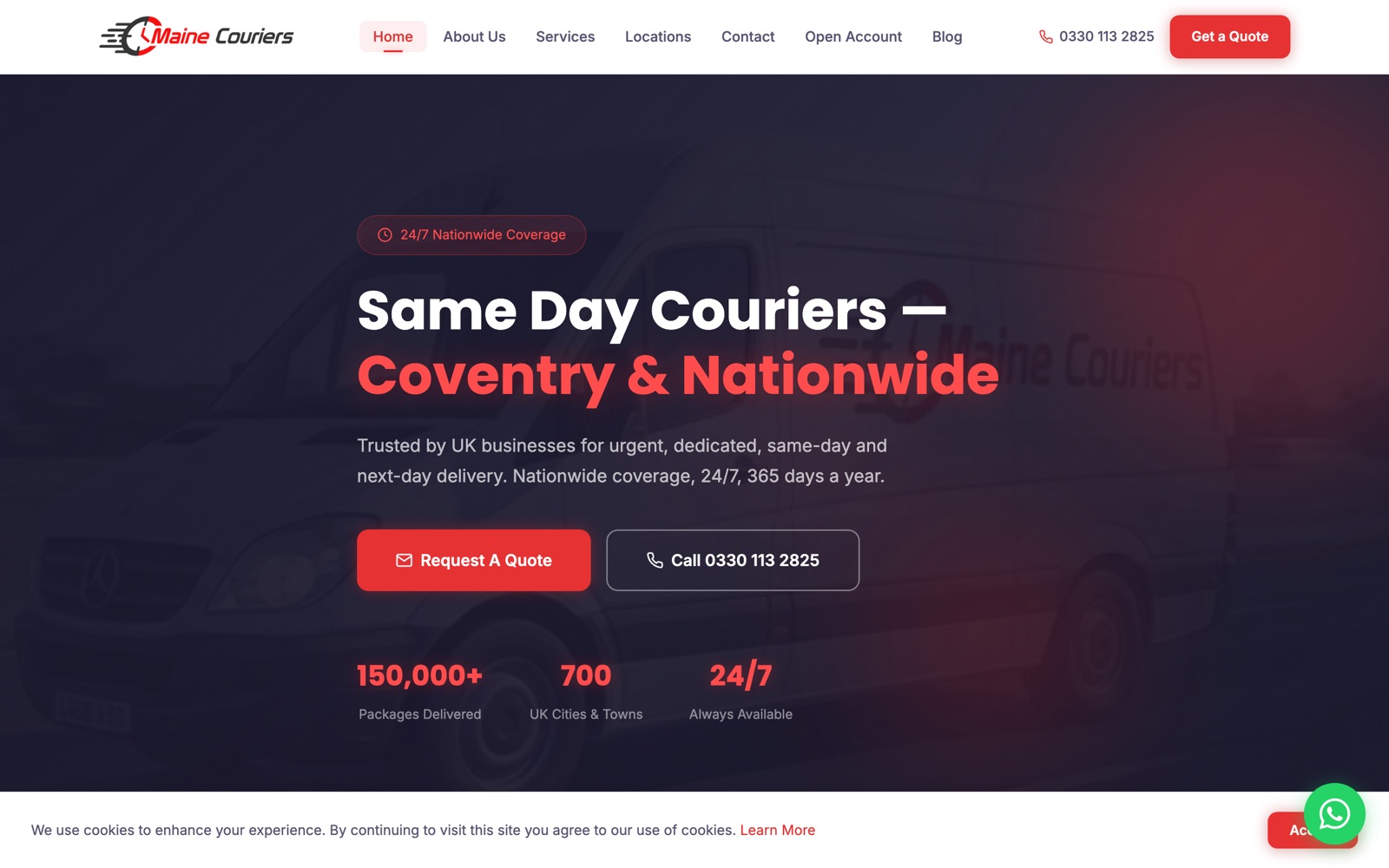 Maine Couriers website screenshot